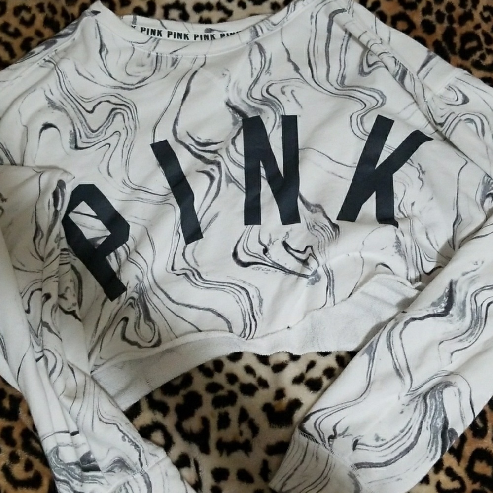 Marbled vspink crop tee